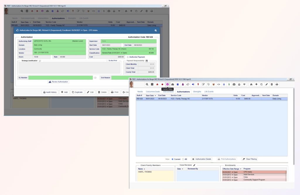 Authorizations are a central part of care management and TCM allows full tracking of them.