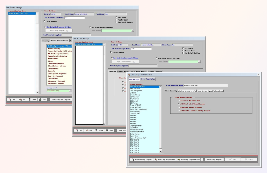 TCM has very granular control over user's access to the appropriate areas of the product. Templates can be created to assign users to a common set of security settings to save time when onboarding.