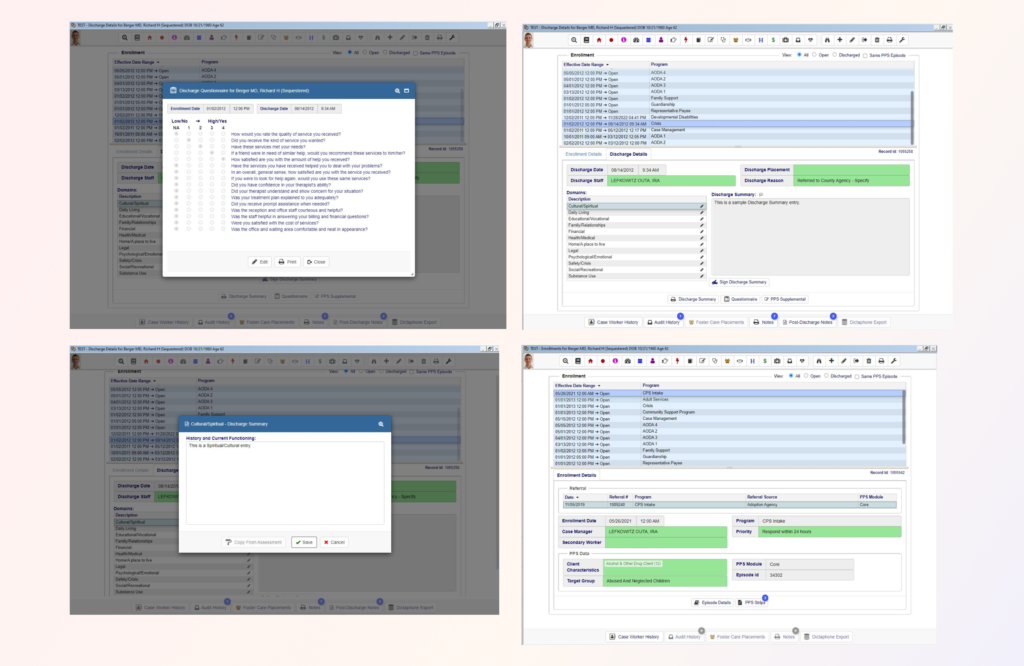 TCM tracks enrollments and discharges including a discharge questionnaire that administrators can design to your agency's specific needs.
